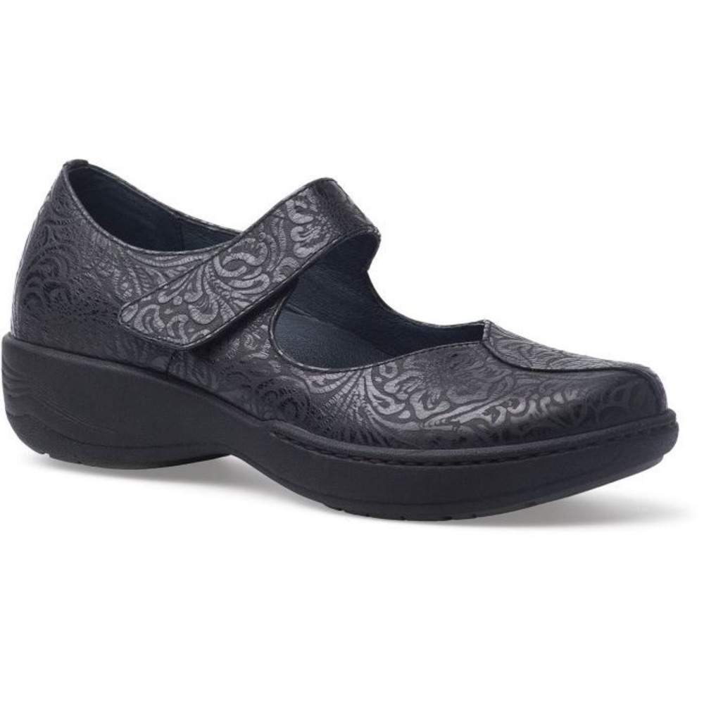 Dansko Sonoma Annie Black Embossed Floral Leather Mary Jane Shoes 37 7401360200